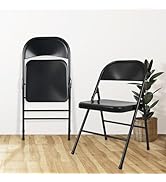 fusehome Folding Chairs 2 Pack, Stackable Metal Foldable Chair for Home and Office, Indoor and Ou...