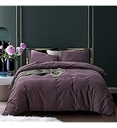 ECOCOTT Lilac Purple Duvet Cover Queen, 100% Washed Cotton 3 Piece Duvet Cover Sets 1 Duvet Cover...