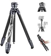 NEEWER 62" Travel Tripod Carbon Fiber with ±15° Leveling 360° Panorama Head, Detachable Center Ax...