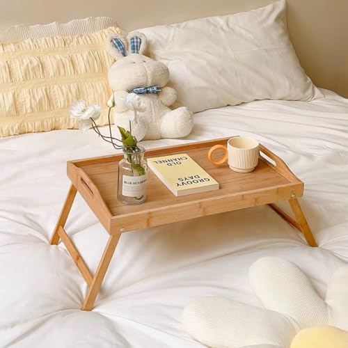 ZCGYYDS Bed Table Tray with Folding Legs - Breakfast Tray Bamboo Bed Tray for Sofa, Bed, Eating, Snacking and Working