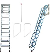 TECHTONGDA Telescoping Attic Loft Ladder, Folding Ladder Loft Stair, Wall Mounted Attic Steps 12 ...