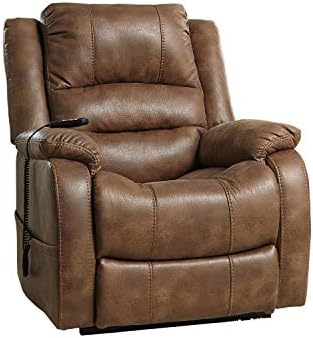 Signature Design by Ashley Yandel Faux Leather Electric Power Lift Recliner for Elderly, Brown