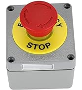 Red Sign Emergency Stop Push Button Switch IP66 Waterproof Aluminum Push Button Station 1NC Momen...