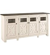 Signature Design by Ashley Bolanburg Two Tone Farmhouse TV Stand, Fits TVs up to 72", 3 Cabinets ...