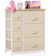 Pipishell 7 Drawer Fabric Dresser Storage Tower, Dresser Chest with Wood Top and Easy Pull Handle...
