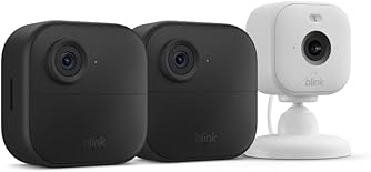 Blink Outdoor 4 + Blink Mini 2 — Smart security cameras, two-way talk, HD live view, motion detection, set up in minutes, Works with Alexa — 2 camera system + Mini 2 (White)