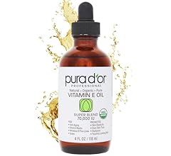 4 Oz ORGANIC Vitamin E Oil Blend 70,000 IU - 100% Natural Hexane Free, Sweet Almond, Apricot, Jojoba, Argan, Rosehip, Sunfl…