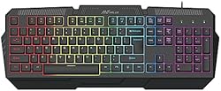 Ant Value Wired Membrane Gaming Keyboard with Backlit 7-Color Rainbow LED, IPX4 Splashproof, Anti-Ghosting Key