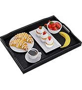Pipishell Bamboo Serving Tray with Handles Rectangular Wooden Breakfast Tray, Serving Trays for E...