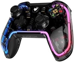 EvoFox One Universal Bluetooth Gamepad For PC, iOS, iPadOS, Android and PS4, Dynamic Rgb Lights, Transparent D