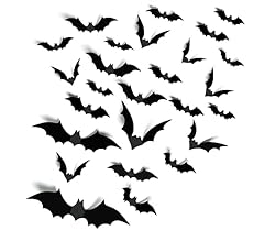 Halloween Party Supplies Hallween Decorations Bats Wall Decor 140PCS Realistic PVC 3D Black Scary Bat Sticker for Creepy Ho…