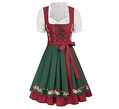 Women's German Dirndl Dress Costumes 3 Pieces for Oktoberfest Carnival