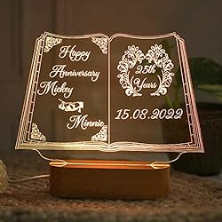 Artistic Gifts 3D Illusion Personalized LED Table Lamp for Couples| Customized Name Night Lamp for Wedding Mar