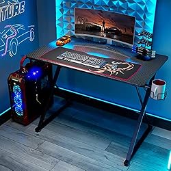 EUREKA ERGONOMIC 39 Inch Gaming Desk for Small Spaces, X Shaped Computer Desk with Mouse Pad, Headphone Hook, 