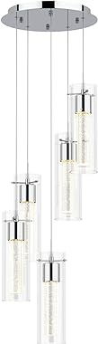 Tawson Alice 5-Light Chandelier Pendant Ceiling Light, Integrated Led and Bubble Glass, for Kitchen Island, Hallway, Entryway