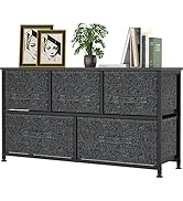 Pipishell Fabric Dresser with 5 Drawers, Wide Dresser Storage Tower, Organizer Unit with Wood Top...