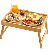 Pipishell Bamboo Bed Breakfast Tray, Bed Trays for Eating with Folding Legs, Food Snack Tray, Use...