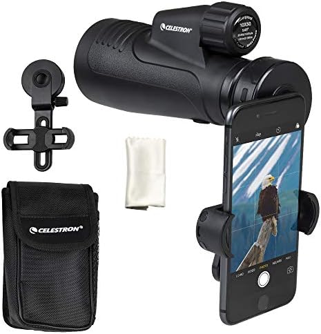 Celestron – Outland X 10x50 Monocular – Outdoor and Birding Monocular – Fully Multi-Coated Optics and BaK-4 Prisms – Bonus Smartphone Adapter and Bluetooth Remote Included