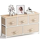 Pipishell Fabric Dresser, Dresser for Bedroom with 5 Drawers, Wide Dresser Storage Tower Organize...