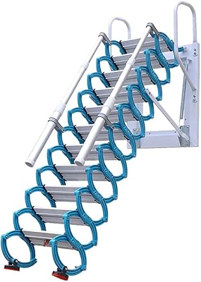 Telescoping Ladder Attic Telescopic Ladder Extended Home Telescoping Ladder with Handrail Non-Slip Steps Folding Ladder Pull Down Attic Ladder Safe Stable