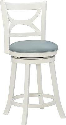 Glenda Cream Counter Stool with Blue Faux Leather Seat by Powell