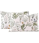 ECOCOTT 100% Cotton Pillowcases Standard Size, Floral Print Pattern Pillow Cover 2 Pack, Super So...