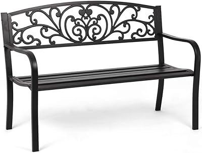 Garden Bench Outdoor Bench Patio Bench for Outdoors Metal Porch Clearance Work Entryway Steel Frame Furniture for Yard