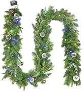 Christmas Garland with Lights 9FT - Christmas Garland with 50 LED Battery Powered, 8 Lighting Mod...