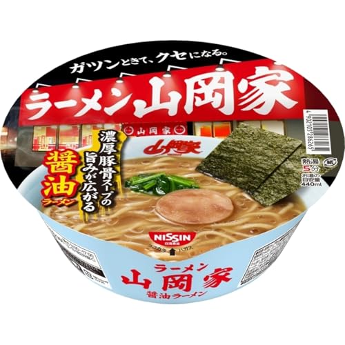 日清食品 ラーメン山岡家 醤油ラーメン [濃厚豚骨スープの旨みが広がる] カップ麺 117g ×12個