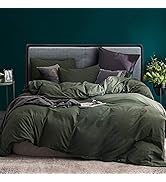 ECOCOTT 3 Pieces Duvet Cover Set Queen 100% Washed Cotton 1 Duvet Cover with Zipper and 2 Pillowc...