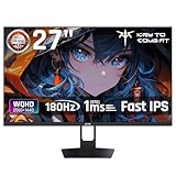 KTC 27インチモニターWQHD (2560x1440) Fast IPS 180Hz 1ms 124%sRGBゲーミングモニター低ブルーライトフリッカーフリーFreeSync & G-Sync対応高輝度300cd/m PS5対応HDMI×2 DP×2 3年保証H27T22S image