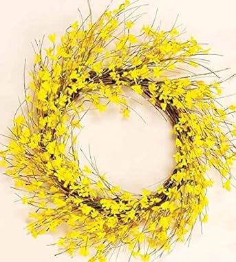 Worth Imports 22" Forsythia Wreath, Yellow