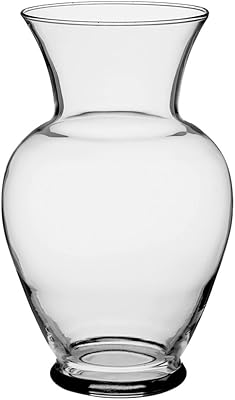 Floral Supply Online 10 5/8" Spring Garden Vase and Flower Guide Booklet- Decorative Glass Flower Vase for Floral Arrangements, Weddings, Home Decor or Office. (Clear)