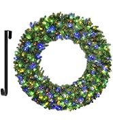 Christmas Wreath with Lights 48in - Large Artificial Pre-Lit Fir Christmas Wreath - Outdoor Chris...