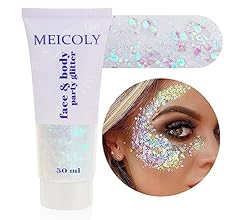 MEICOLY Clear White Body Glitter,Mardi Gras Face Glitter Singer Concerts Festival Rave Accessories,Mermaid Sequins Glitter …