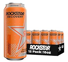 Rockstar Energy Drink with Caffeine Taurine and Electrolytes, Recovery Orange, 16 Fl Oz (Pack of 12)