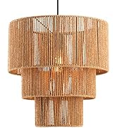 c cattleya 3-Tiered Large Farmhouse Chandelier Lighting, Natural Paper Rope Hanging Pendant Light...