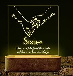 ZOCI VOCI Acrylic Personalized Engraved LED Lamp -Rakhi Gift For Brother And Sister Or Siblings | Unique Gift 