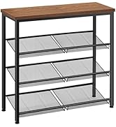 Pipishell 4-Tier Shoe Rack for Entryway and Small Spaces with Wooden Top & Metal Frames, Shoe Sto...