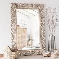 DENCOITRY Wooden Handmade Mirror Frame for Bedroom || Home Decor || Living Room || Vertical or Horizontal Hanging ||...