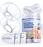 LEOBRO Shower Cap, 80PCS Individually Wrapped Disposable Shower Caps for Women, Plastic Shower Ca...