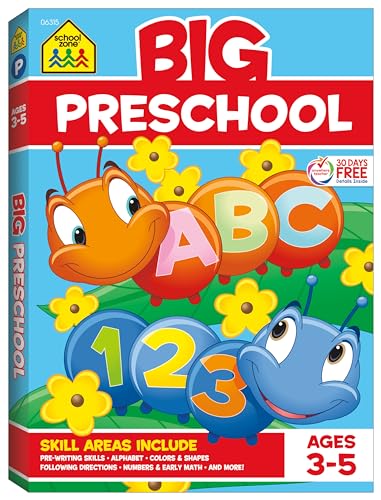 School Zone Big Preschool Workbook: Kids Learning Skills Ages 3 to 5, Handwriting, ABCs, Phonics, Early Math & Numbers, Color
