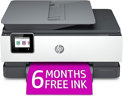 HP OfficeJet Pro 8025e Wireless Color All-in-One Printer with Bonus 6 Free Months Instant Ink (1K7K3A) (Renewed Premium),Grey, Gray