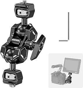 NEEWER Flexible Articulating Magic Arm with Dual Ball Heads, 3/8&#34; Locating Screw for ARRI and 1/4&#34; Screw with Retractable Pin, Camera Field Monitor Mount Compatible with SmallRig Cage, UA010