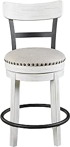 Signature Design by Ashley Valebeck 24.5&#34; Modern Swivel Counter Height Barstool, Whitewash