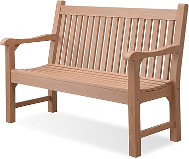 Psilvam Garden Bench, 2-Person Poly Lumber Patio Bench, All-Weather Outdoor Bench That Never Rot and Fade, Memorial Bench, Su