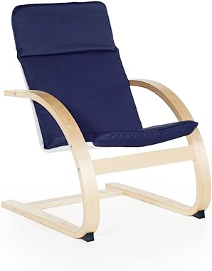 Guidecraft Kiddie Rocker - Blue Cushioned Wooden Chair For Toddlers - Kids Home and School Furniture