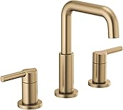Delta Faucet Nicoli Widespread Bathroom Faucet 3 Hole, Gold Bathroom Faucet, 2 Handle Bathroom Faucet, Bathroom Sink Faucet Drain Assembly, Champagne Bronze 35849LF-CZ