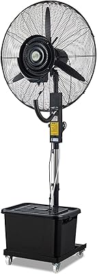 KAMPCO Oscillating Pedestal Spray Fan, Cooling Misting Fans with 40L Water Tank, Floor Standing Industrial Fan, Adjustable Height, Black