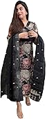 ANNI DESIGNER Women's Cotton Blend Printed Straight Kurta with Pant & Dupatta (Poona Black_1987 X-Large)